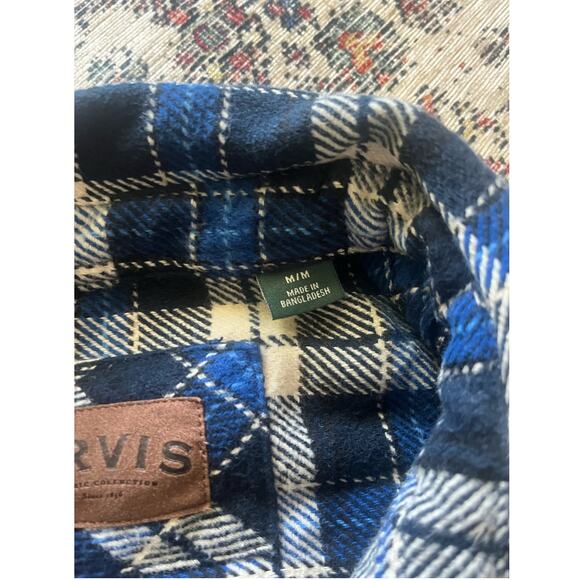 Orvis Men's Flannel Button Down Shirt Blue/White Medium - Picture 2 of 4
